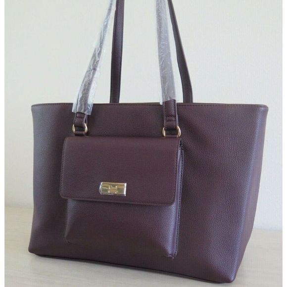 Tommy Hilfiger 69J5211 601 Burgundy Pebbled PU Leather Tote Bag $128 - Picture 7 of 10